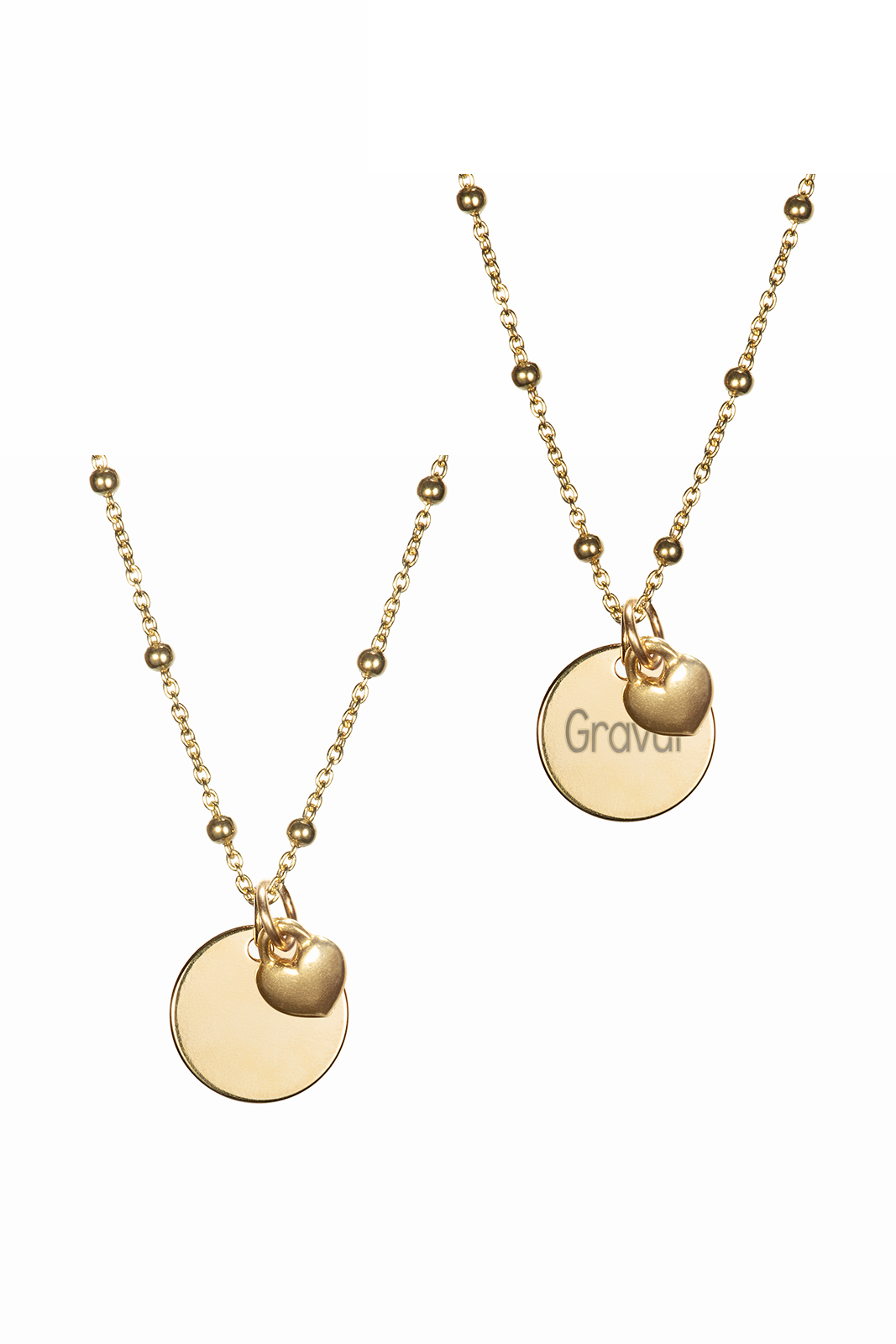 Halskette mit Gravur & Herzanhänger (Kugelkette) - Perlenbräute -  handgemachter Brautschmuck